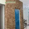 đá nâu tây ban nha ốp mặt tiền thang máy