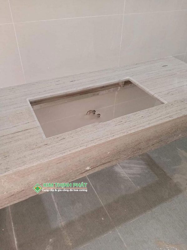 đá xám vân gỗ ốp lavabo
