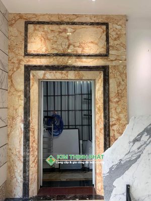 ốp mặt tiền cầu thang máy Đá Marble Sky Gold
