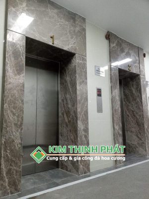 ốp mặt tiền cầu thang máy Đá Marble Grey Line